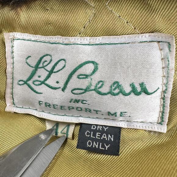 VTG LL Bean Field Jacket Men 44 Army Green Parka 50's 60's Quilt Lined Talon - Picture 4 of 10